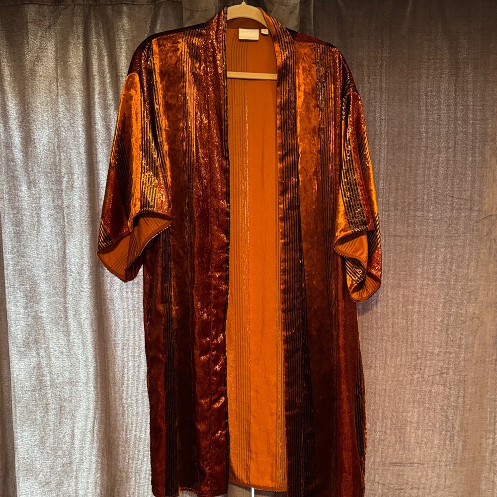 Women's Velvet Duster in Burnt Orange